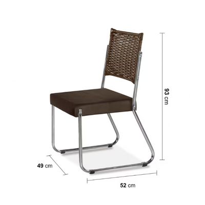 Mesa de Jantar Aço Nobre Claudia com Tampo Kanon e 4 Cadeiras Preto/Nogal/Chocolate/Marrom
