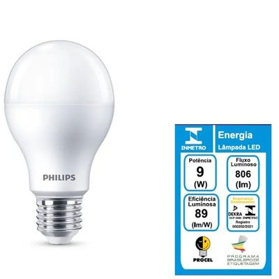 Lâmpada Led Bulbo 9 Watts Base E27 Branca Fria - 929002038012 - Philips