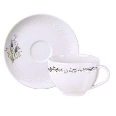Xícara e Pires 250ml Chá Café Tramontina Lilla Porcelana