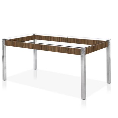 Mesa de Jantar Aço Nobre Claudia com Tampo Kanon e 6 Cadeiras Nogal/Chocolate/Marrom