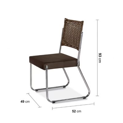 Mesa de Jantar Aço Nobre Claudia com Tampo Kanon e 6 Cadeiras Nogal/Chocolate/Marrom