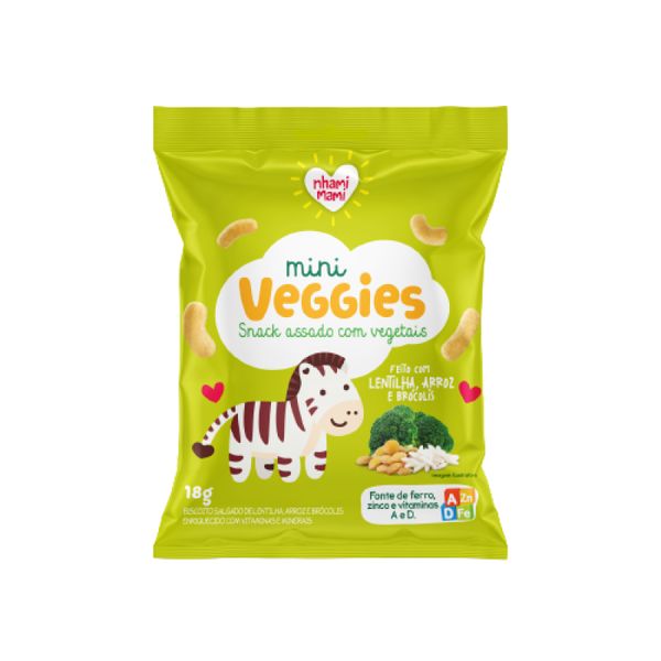 Snack Infantil Mini Veggies Lentilha e Brócolis Nhami Mami 18g