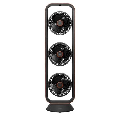 Ventilador de Torre Spirit Robot Triplo 130W com 3 Velocidades, Controle Remoto e Painel Digital com Display LED Preto com Tabaco / 220V