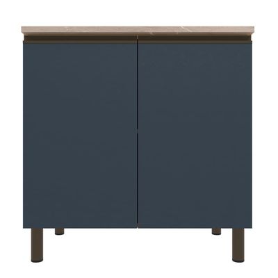 Balcão Bartira Cristal em MDP com 2 Portas e 1 Prateleira, 80,1 cm de largura - Lâmina de Mel/Azul Royal Lâmina de Mel/Azul Royal