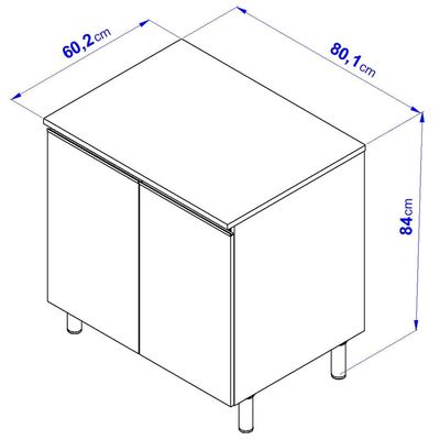 Balcão Bartira Cristal em MDP com 2 Portas e 1 Prateleira, 80,1 cm de largura - Lâmina de Mel/Azul Royal Lâmina de Mel/Azul Royal