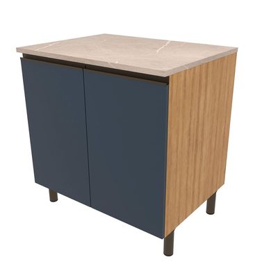 Balcão Bartira Cristal em MDP com 2 Portas e 1 Prateleira, 80,1 cm de largura - Lâmina de Mel/Azul Royal Lâmina de Mel/Azul Royal