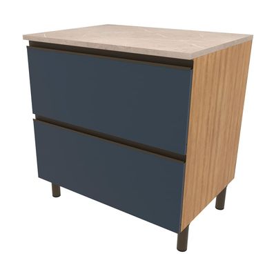 Balcão Bartira Cristal em MDP com 2 Gavetões, 80cm de largura - Lâmina de Mel/Azul Royal Lâmina de Mel/Azul Royal
