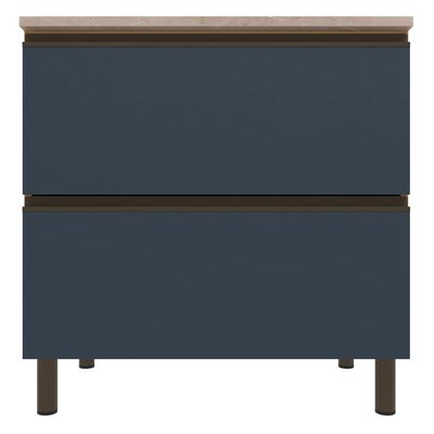 Balcão Bartira Cristal em MDP com 2 Gavetões, 80cm de largura - Lâmina de Mel/Azul Royal Lâmina de Mel/Azul Royal