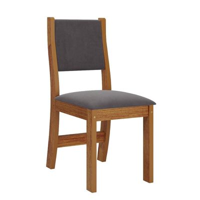 Mesa de Jantar Viero Caiena com 4 Cadeiras Estofadas e Revestidas em Veludo Mel/Cinza/Grafite