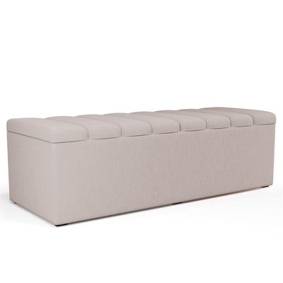 Calçadeira Recamier Baú Para Cama De Casal King Dália 195x50 cm W01 Linho Cru - Lyam