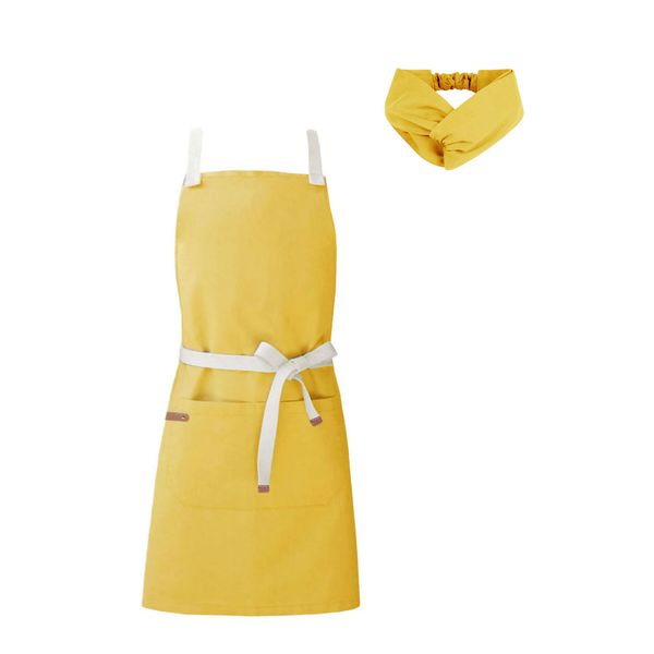 Avental e Faixa de Cabelo Amarelo Chef Cozinha Atelie Loja Avental e Faixa de Cabelo Amarelo Chef Cozinha Atelie Loja