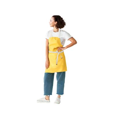 Avental e Faixa de Cabelo Amarelo Chef Cozinha Atelie Loja