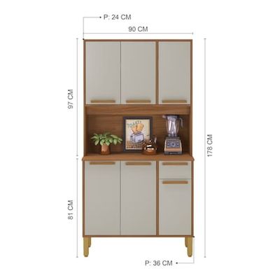 Cozinha Compacta Indekes Lagos com 6 Portas e 1 Gaveta Freijó/Off White