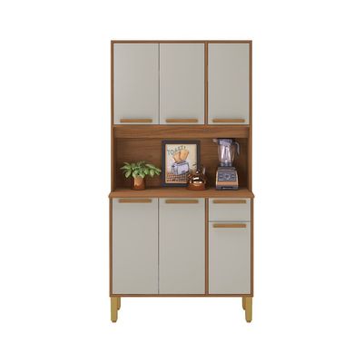 Cozinha Compacta Indekes Lagos com 6 Portas e 1 Gaveta Freijó/Off White