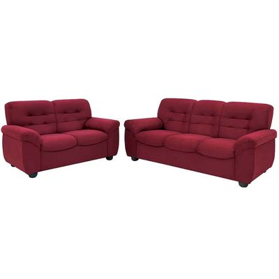 Sofá de 3 e 2 Lugares Stillus II com 154 cm e 204 de Larguras e Revestidos em Tecido Suede Linoforte Vermelho Carmin
