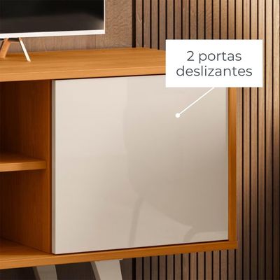 Rack Lisboa 136cm Suporta TV de 55 Polegadas Madetec Cinamomo/Off White