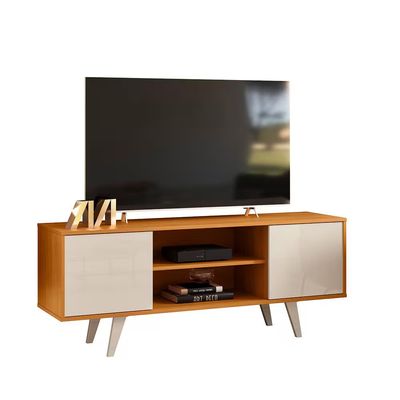 Rack Lisboa 136cm Suporta TV de 55 Polegadas Madetec Cinamomo/Off White