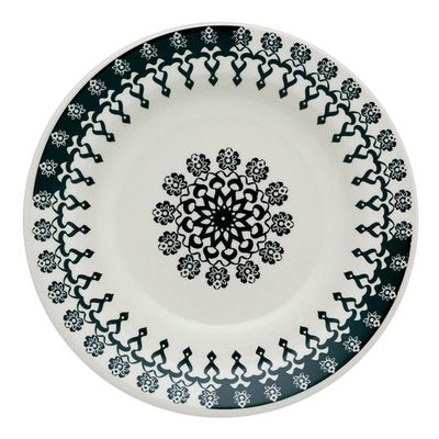 Prato Fundo de Cerâmica Estampa Donna Folk 22cm 6 Unidades - Biona 061406