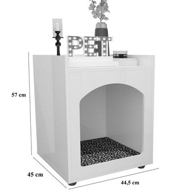 Mesa De Cabeceira Casinha De Cachorro-gato Pet Preto-freijó - Ofertamo