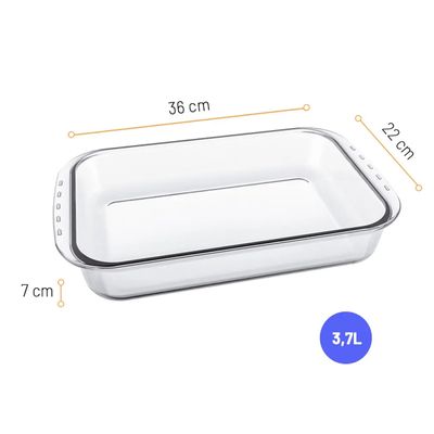 Assadeira Lasanheira de Vidro Marinex Clássica 3,7L - Nadir R6537