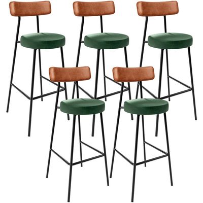 Kit 05 Banquetas Alta Bar Cozinha Sala Jantar Milão L02 Couríssimo Camel Facto Verde - Lyam Decor