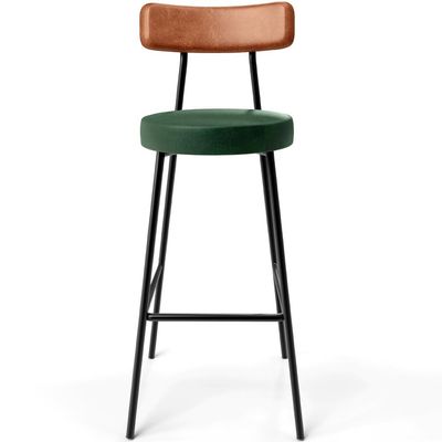 Kit 05 Banquetas Alta Bar Cozinha Sala Jantar Milão L02 Couríssimo Camel Facto Verde - Lyam Decor