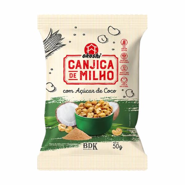 Canjica de Milho com Açúcar de Coco Okoshi 50g Canjica de Milho com Açúcar de Coco Okoshi 50g
