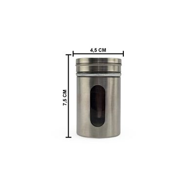 Kit 12 Saleiro Pimenteiro Porta Condimentos Em Vidro e Aço Inox Com Ajuste de Abertura Restaurante
