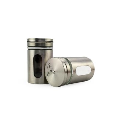 Kit 4 Saleiro Pimenteiro Porta Condimentos Em Vidro e Aço Inox Com Ajuste de Abertura Para Cozinha