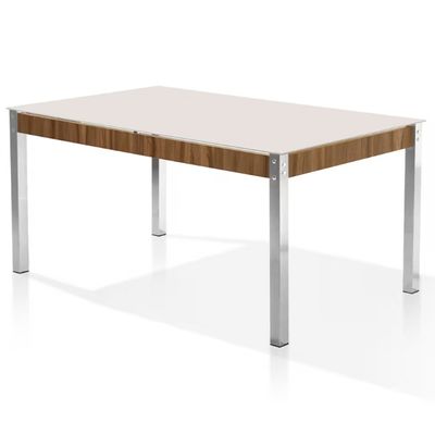 Mesa de Jantar Aço Nobre Claudia com Tampo Kanon e 6 Cadeiras Marrom/Nogal/Chocolate