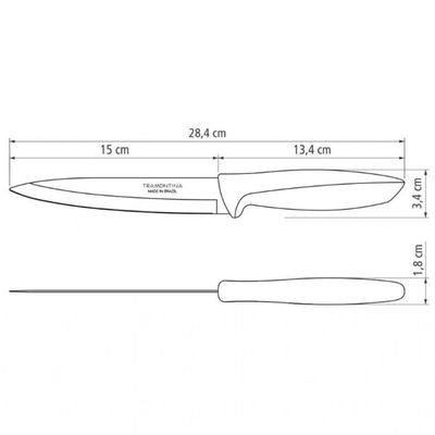 Faca 6 Utility Tramontina Plenus em Aço Inox Inox/Cinza