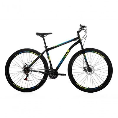 Bicicleta Cazelle Roma Tam 18 Aco Carbono 21v -quadro Preto C/ Adesivo Preto/adesivo Azul/amarelo