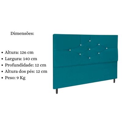Cabeceira Cama 140 Cm Virgínia Suede Azul Tiffany E-frame