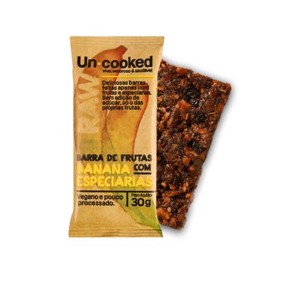 Barra de Banana com Especiarias Sem Glúten Vegano Uncooked 30g