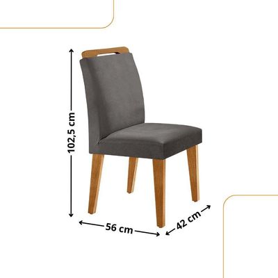 Conjunto Mesa Liz 120cm Mdf Com 4 Cadeiras Athenas Moderna Veludo Grafite E Imbuia