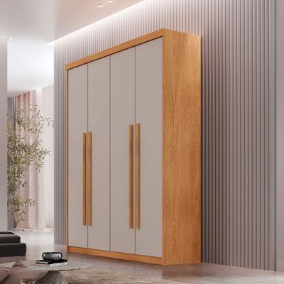Guarda Roupa Solteiro Heros 4 Portas E 2 Gavetas Moderna Naturalle Off White