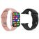 Kit 1 Smartwatch Rosa + 1 Pulseira Extra Silicone Preto