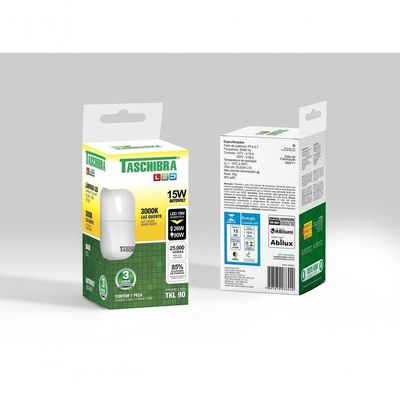 Kit 20 Lâmpadas Led Bulbo Tkl 15w Taschibra E27 Bivolt 3000k Quente