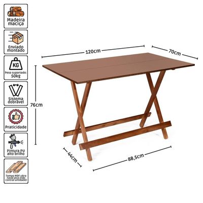 Kit 4 Conjuntos Dobráveis 120 X 70 Com 6 Cadeiras Imbuia - M.b Móveis