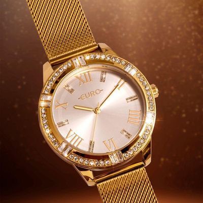 Relógio Euro Feminino Stones Dourado - Eu2033cc-4d Eu2033cc-4d
