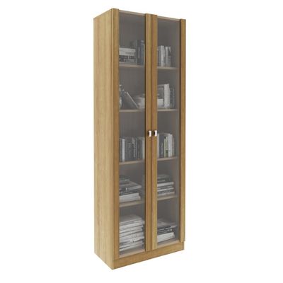 Armário Multiuso 59,8x171,5cm com 2 Portas de vidro e 4 Prateleiras AM3112 Amêndoa