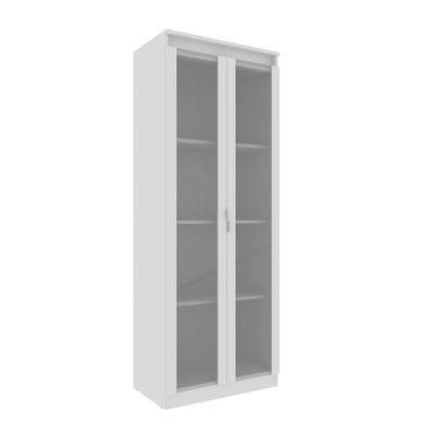 Armário Multiuso 60x160cm com 2 Portas de Vidro e 3 Prateleiras AM3111 Branco