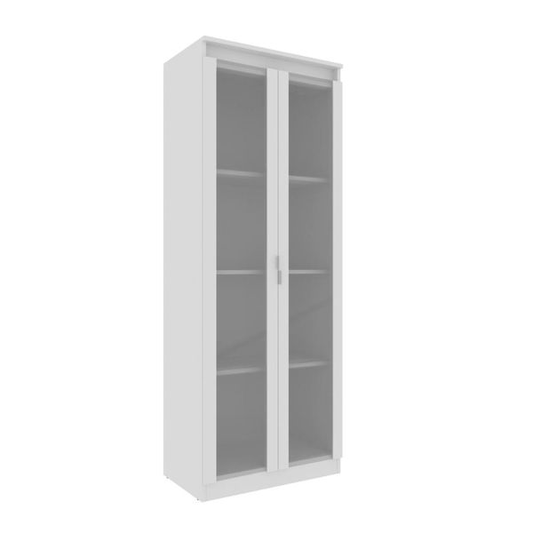 Armário Multiuso 60x160cm com 2 Portas de Vidro e 3 Prateleiras AM3111 Branco