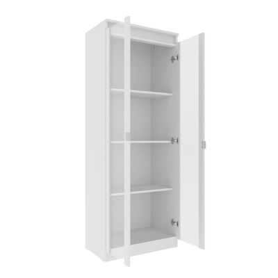 Armário Multiuso 60x160cm com 2 Portas de Vidro e 3 Prateleiras AM3111 Branco