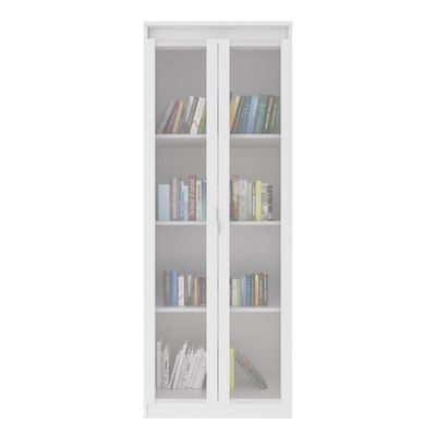 Armário Multiuso 60x160cm com 2 Portas de Vidro e 3 Prateleiras AM3111 Branco