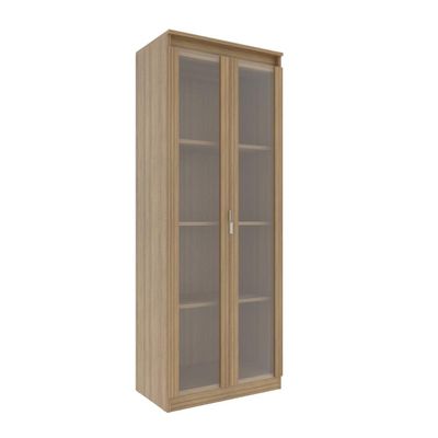 Armário Multiuso 60x160cm com 2 Portas de Vidro e 3 Prateleiras AM3111 Amêndoa