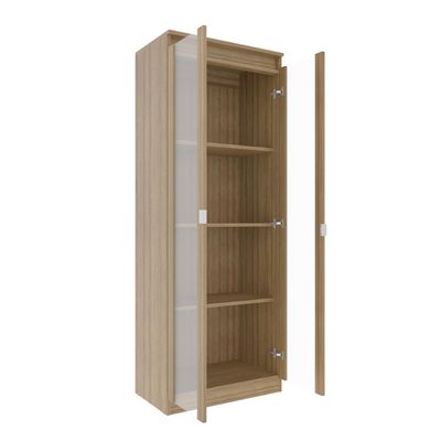 Armário Multiuso 60x160cm com 2 Portas de Vidro e 3 Prateleiras AM3111 Amêndoa