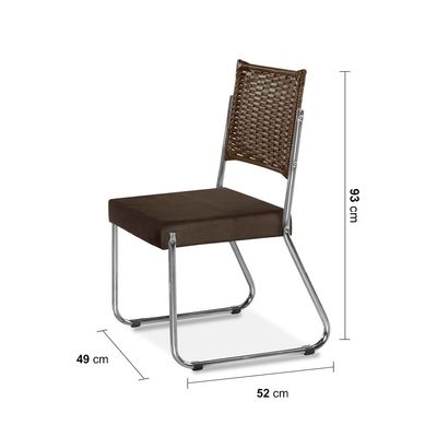 Mesa de Jantar Aço Nobre Cláudia com Tampo Kanon e 4 Cadeiras Off White/Nogal/Chocolat/ Marrom