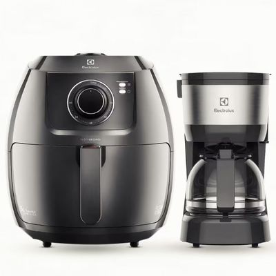 Fritadeira Elétrica Sem Óleo Air Fryer Electrolux Family Efficient EAF50 5L + Cafeteira Elétrica Efficiente ECM10 15 Xícaras Preto/Granite
