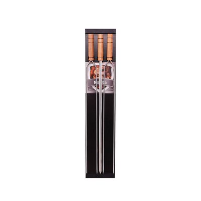 Espetos Duplo Simples Suporte Parede Preto Kit Churrasco 4pc